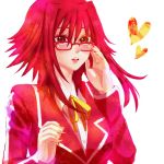  glasses heart izayoi_aki jacket miso_(emptytime) nail_polish school_uniform short_hair yu-gi-oh! yugioh_5d&#039;s yuu-gi-ou yuu-gi-ou_5d's 