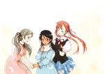  closed_eyes crossover dress episode_of_the_clovers hair_ribbon hand_holding holding_hands kaya_xavier multiple_girls onodera_asahi ooshiro_youkou period ribbon sayu_(clovers) shoujo_mahou_gaku_little_witch_romanesque smile twintails 