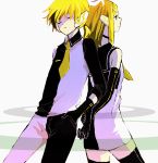  blue_eyes elbow_gloves gloves kagamine_len kagamine_rin meltdown_(vocaloid) necktie roshin_yuukai_(vocaloid) siblings sugi thigh-highs thighhighs twins vocaloid 