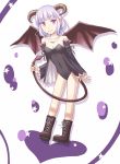  bare_shoulders bat_wings boots demon_girl dreamrabbit horns jewelry necklace original silver_hair tail wings yuyuzuki_(yume_usagi) 