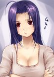 blush breasts cleavage crossed_arms idolmaster large_breasts long_hair miura_azusa niku purple_hair 