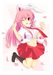  bunny_ears highres kitsune_(artist) kitsune_(scaz) long_hair necktie pink_hair pleated_skirt rabbit_ears red_eyes reisen_udongein_inaba skirt touhou wink 