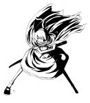  fighting_stance hairband highres karu_(ishiken) karu_(pixiv520294) katana konpaku_youmu millipen millipen_(medium) monochrome nib_pen nib_pen_(medium) shadow skirt sword touhou traditional_media weapon 