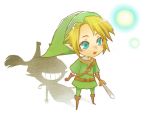  chibi gloves green_eyes grin hat link lowres midna nintendo smile sword the_legend_of_zelda twilight_princess weapon 