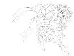  barefoot bat_wings dacho feet highres lineart monochrome remilia_scarlet ribbon short_hair touhou transparent_background wings 