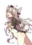  1girl amatsukaze_(kantai_collection) angry blush brown_eyes kantai_collection long_hair silver_hair solo torn_clothes two_side_up zuizi 