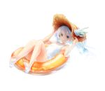  aqua_eyes bare_legs barefoot flower granblue_fantasy hat hat_flower holding holding_hat innertube lily_(granblue_fantasy) looking_at_viewer partially_submerged reclining school_swimsuit small_breasts smile straw_hat sun_hat swimsuit uro_(uro_zi) wet white_hair white_school_swimsuit white_swimsuit 