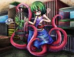  1girl bird birdcage cage extra_mouth monster_girl ray-k scylla tentacles 