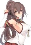  1girl blush breasts brown_eyes brown_hair kantai_collection long_hair nao_(qqqbb) simple_background sketch solo upper_body white_background yamato_(kantai_collection) 