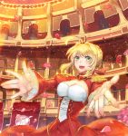  1girl aestus_domus_aurea ahoge blonde_hair breasts epaulettes fate/extra fate_(series) green_eyes petals saber_extra solo yepnean 