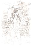  1girl long_hair monochrome original sketch solo traditional_media yoshitomi_akihito 