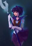  bishoujo_senshi_sailor_moon choker gloves magical_girl purple_eyes sailor_saturn seifuku short_hair staff tomoe_hotaru violet_hair 