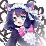  1girl animal_ears bell black_hair blue_eyes cat_ears curly_hair cyan_(show_by_rock!!) kiyu_(kiyupapiko) short_hair show_by_rock!! 