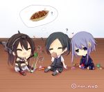  +++ 3girls =_= ? black_hair black_legwear black_skirt crescent crescent_hair_ornament gloves hair_ornament hairclip headgear heart kantai_collection kuroshio_(kantai_collection) multiple_girls nagato_(kantai_collection) neckerchief nor_nao pleated_skirt purple_hair school_uniform serafuku short_hair sitting skirt sweat twitter_username white_gloves white_skirt yayoi_(kantai_collection) younger 