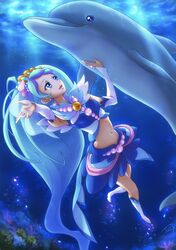  boots chocokin cure_mermaid dolphin earrings go!_princess_precure jewelry midriff precure tina_(go!_princess_precure) underwater 