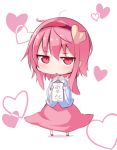  1girl chibi hairband heart komeiji_satori ominaeshi_(takenoko) pink_eyes pink_hair pink_skirt short_hair skirt solo touhou white_background 