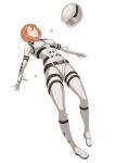  1girl belt bob_cut broken_glass brown_hair closed_eyes glass headwear_removed helmet helmet_removed leaf98k outstretched_arms pilot_suit short_hair sidonia_no_kishi solo spacesuit spread_arms yamano_eiko 