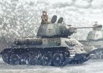  earasensha military military_vehicle pine_tree snowing t-34 tagme tank tree vehicle world_war_ii 