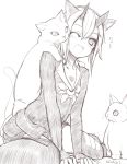  artist_name cat horns io_(pso2) monochrome open_mouth phantasy_star phantasy_star_online_2 sketch sukage 