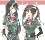  2girls chibirisu chikuma_(kantai_collection) height_difference kantai_collection long_hair multiple_girls tagme tone_(kantai_collection) twintails 