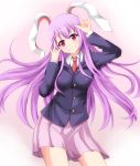  1girl aki_sakura_(ikokoro) animal_ears blazer long_hair pose purple_hair rabbit_ears red_eyes reisen_udongein_inaba solo teeth touhou 