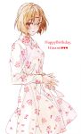  1girl brown_hair buttons character_name floral_print fueguchi_hinami happy_birthday heart long_sleeves nazu older short_hair solo tokyo_ghoul tokyo_ghoul:re 