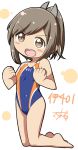  1girl brown_eyes brown_hair competition_swimsuit gurande_(g-size) i-401_(kantai_collection) kantai_collection one-piece_swimsuit ponytail short_hair swimsuit 