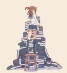 1girl auru_t book highres inazuma_(kantai_collection) kantai_collection stepladder 