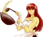  1girl cooking destro_246 ise kitchen long_hair lowres muscle red_eyes redhead sakura_nanten 