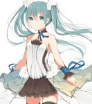  1girl 7th_dragon 7th_dragon_2020 hatsune_miku highres long_hair looking_at_viewer skirt solo thigh-highs twintails vocaloid white_background 