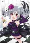  1girl angel_wings artist_request dress drill_hair highres idolmaster idolmaster_cinderella_girls kanzaki_ranko long_hair open_mouth red_eyes rosenburg_engel silver_hair solo twin_drills twintails wings 