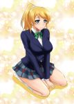  1girl ayase_eli blonde_hair blue_eyes love_live!_school_idol_project ponytail school_uniform short_hair smile solo zerosu_(take_out) 