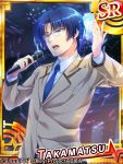  1boy angel_beats! blue_eyes blue_hair card_(medium) glasses male_focus microphone multiple_boys satomi_yoshitaka short_hair takamatsu 