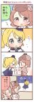  &gt;_&lt; 3girls 4koma :o ayase_eli blonde_hair blue_eyes blush brown_hair cape comic deerstalker detective hat koizumi_hanayo love_live!_school_idol_project minami_kotori monocle multiple_girls phantom_thief_erichika ponytail rice_cooker rice_spoon scrunchie short_hair tears top_hat translation_request ususa70 violet_eyes window |_| 