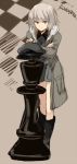  1girl coat crossed_arms grey_eyes grey_hair hat hat_removed headwear_removed huberta_von_bonin kodamari leaning_forward long_sleeves military military_uniform open_clothes open_coat peaked_cap short_hair solo strike_witches twitter_username uniform 