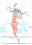  1girl 2015 artist_request blue_eyes blue_hair goodsmile_company goodsmile_racing hatsune_miku high_heels long_hair microskirt navel open_mouth racequeen simple_background skirt small_breasts solo tan tanline tiara twintails vocaloid 