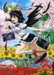  1girl anime_coloring bamboo black_hair black_wings camera cherry_blossoms cirno daiyousei feathers field flandre_scarlet flower flower_field flying full_body geta hat hong_meiling inaba_tewi jpeg_artifacts kazami_yuuka leaf lily_of_the_valley looking_at_viewer lunamoon newspaper one_eye_closed open_mouth pointy_ears puffy_sleeves reisen_udongein_inaba remilia_scarlet rose rumia shameimaru_aya shirt short_hair short_sleeves skirt smile socks spider_lily string sunflower tengu-geta the_memories_of_phantasm tokin_hat touhou tree white_legwear wings wriggle_nightbug 