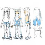  belt character_sheet detached_sleeves flat_chest grey_eyes horns journey_to_the_west long_hair navel otosama pointy_ears pointy_shoes sash shoes silver_hair tabard white_pants white_shoes xiao_bailong yulong_(journey_to_the_west) 