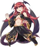  1girl alternate_costume bat_wings detached_sleeves full_body fun_bo head_wings koakuma long_hair marisa_to_alice_no_cookie_storia red_eyes redhead simple_background solo touhou white_background wings 