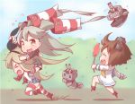  &gt;_&lt; 3girls :3 :d ^_^ amatsukaze_(kantai_collection) anchor_hair_ornament blonde_hair blue_skirt brown_hair closed_eyes crop_top fang hair_ornament hair_tubes hairband kantai_collection long_hair miniskirt multicolored_legwear multiple_girls o_o open_mouth oyatsu_(jzs_137) pleated_skirt rensouhou-chan rensouhou-kun sailor_collar sailor_dress school_uniform serafuku shimakaze_(kantai_collection) silver_hair skirt smile striped striped_legwear thigh-highs two_side_up wavy_mouth yukikaze_(kantai_collection) 