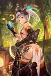  artist_request ass blue_eyes boots breasts chain_chronicle character_request collar earrings feathers garters gauntlets gloves goggles hair_ornament jewelry see-through side_ponytail sideboob silver_hair thigh-highs thigh_boots 