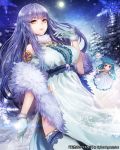  blue_hair dress long_hair meto31 moon snowflakes tenkuu_no_crystalia thigh-highs white_dress 