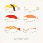  ayu_(mog) border food nigirizushi no_humans original seal simple_background sushi 