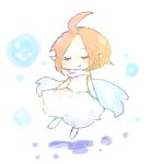  1girl air_bubble angelfish barefoot closed_eyes fish_girl head_fins lowres monster_girl orange_hair pop&#039;n_music smile solo tetra_(pop&#039;n_music) underwater 