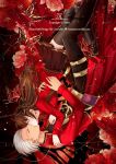 1boy 1girl archer brown_hair butterfly creamsea fate/stay_night fate_(series) flower gold hetero highres kiss red tohsaka_rin toosaka_rin two_side_up white_hair 
