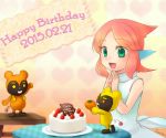  angelfish cake fish_girl food green_eyes happy_birthday head_fins monster_girl orange_hair pop&#039;n_music strawberry_shortcake tetra_(pop&#039;n_music) 