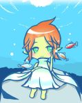  1girl air_bubble angelfish barefoot fish fish_girl green_eyes head_fins monster_girl orange_hair pop&#039;n_music smile solo tetra_(pop&#039;n_music) underwater 