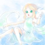  1girl :o air_bubble angelfish fish_girl green_eyes head_fins monster_girl orange_hair pop&#039;n_music solo tetra_(pop&#039;n_music) underwater 