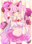  animal_ears blush breasts cat_ears hato_haru looking_at_viewer midriff navel pink_hair rosia_(show_by_rock!!) show_by_rock!! 