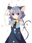  1girl animal_ears blush capelet grey_hair highres jewelry kozakura_(dictionary) mouse_ears mouse_tail nazrin pendant red_eyes short_hair solo tail touhou 
